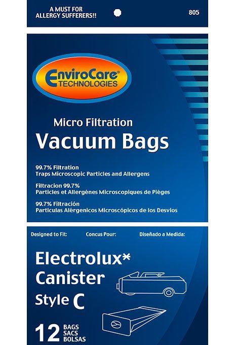 Electrolux Canister Style C Vacuum Bags - 12 Pack (EnviroCare 805) - CJ Miller Vacuum Center Inc