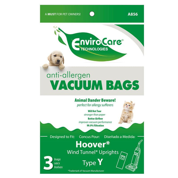 Hoover Type Y Anti-Allergen Vacuum Bags - 3 Pack (EnviroCare A856) - CJ Miller Vacuum Center Inc