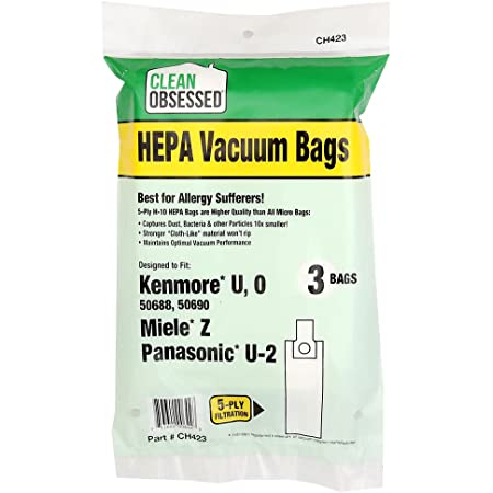 Kenmore Upright Type U & O Anti-Allergen Vacuum Bags, Miele Z - 3 Pack (Clean Obsessed) - CJ Miller Vacuum Center Inc