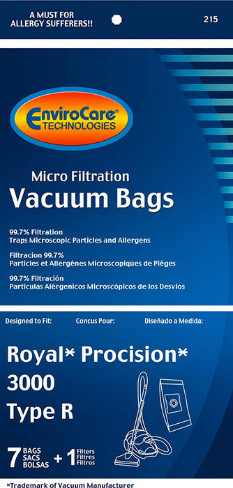Royal Procision 3000 Type R Vacuum Bags - 7 Bags + Filter (EnviroCare 215) - CJ Miller Vacuum Center Inc