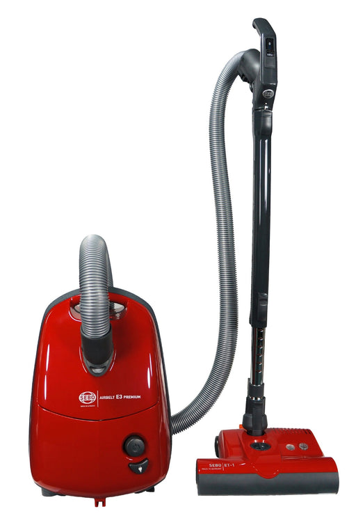 SEBO AIRBELT E3 Premium Red Vacuum with ET-1 and Parquet Brush 91642AM - CJ Miller Vacuum Center Inc