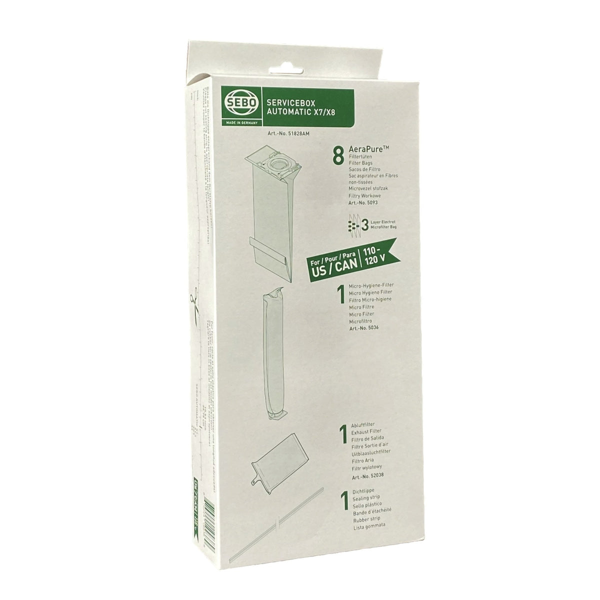 SEBO X7 X8 Kit Assistenza Aspirapolvere Sacchetti Polvere E 2 - Foto 10